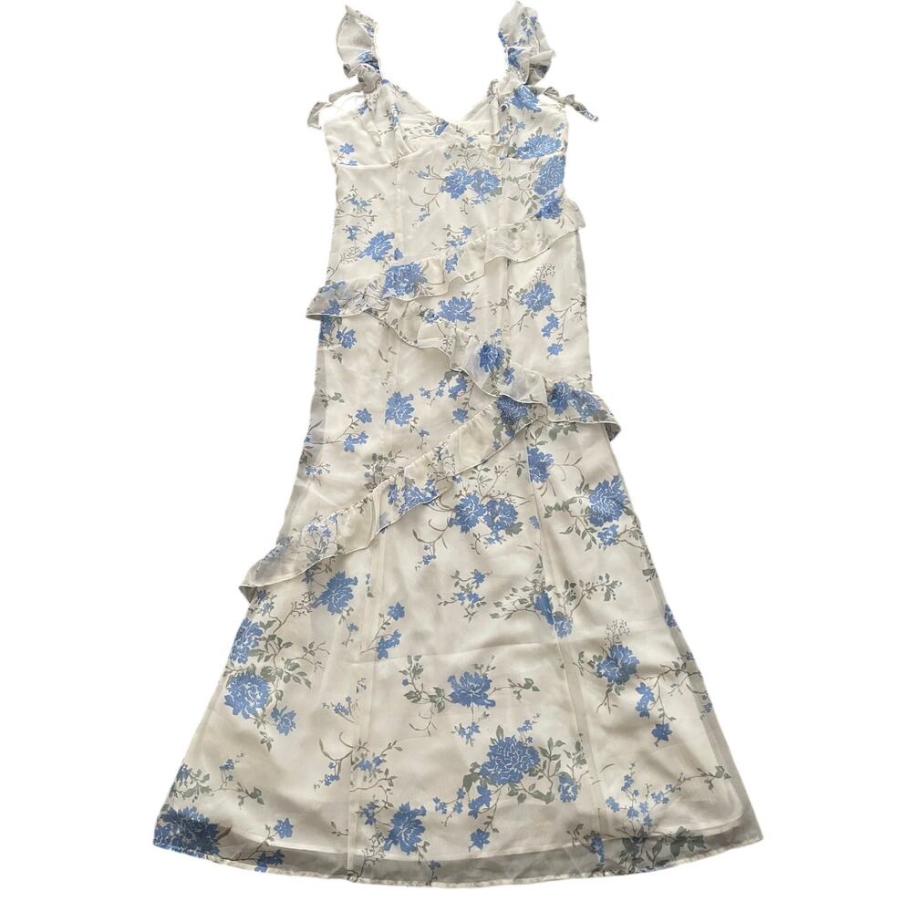 New BP Womens Size XL Floral Print  Asymmetric Ruffle Tiered Maxi Dress